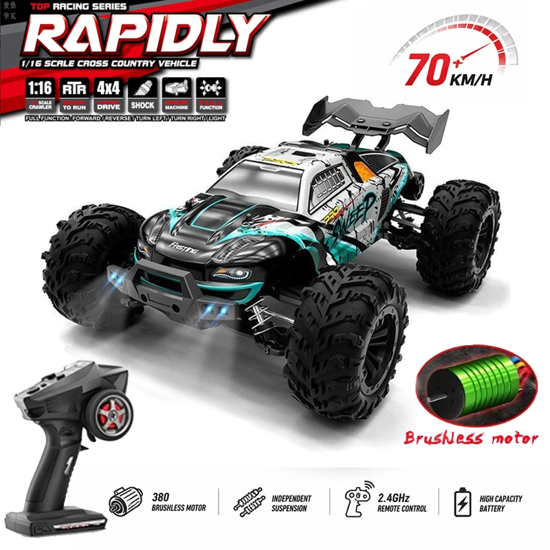 Voiture RC 50-70 km/h, 4x4 tout-terrain, 2 batteries, jouet radiocommandé