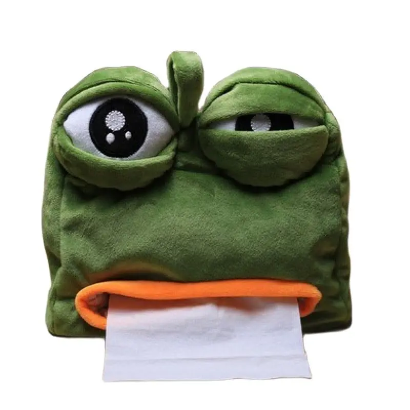 Frog Car Tissue Storage Bag Creative Lovely Cute Cartoon Plush Tissue Holder Home Napkin Box Auto Decoration Craft Ornament