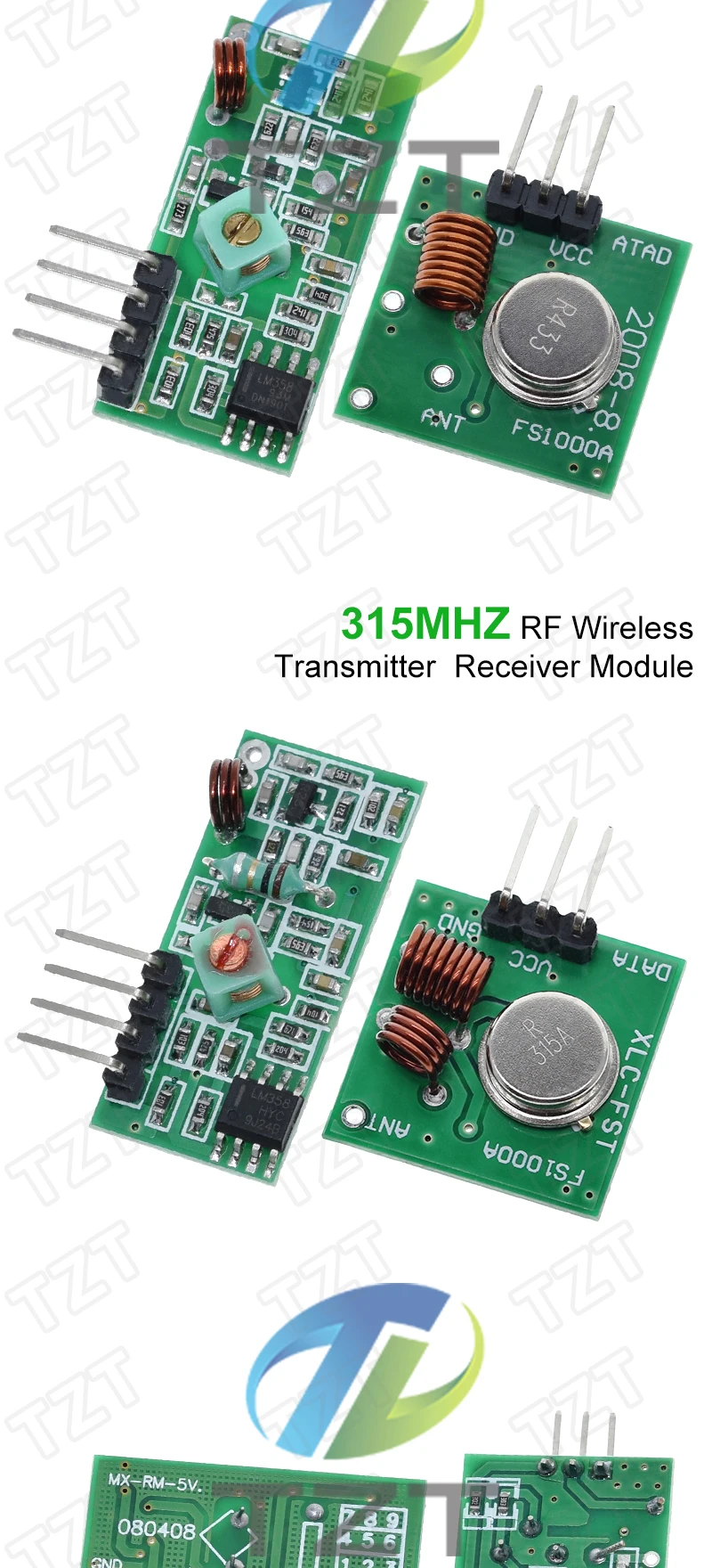 Tzt smart electronics 433mhz rf sender und empfänger modul link kit für arduino/arm/mcu wl diy 315mhz/433mhz drahtlos – Detail 5