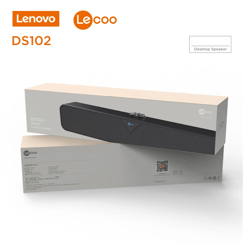 Lenovo L102 Computer Speaker Stereo Sound Subwoofer Speaker 3.5mm Aux