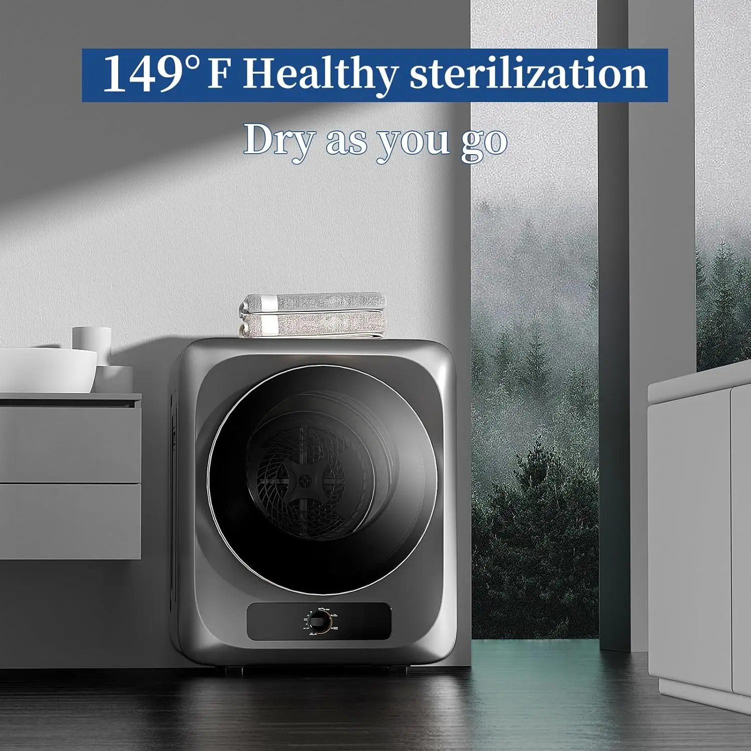 Apartment, 10lbs Compact Electric Laundry Dryer with Stainless Steel Tub, 1.5 cu.ft Suitable for Apartments, Dorm, RVS 4
