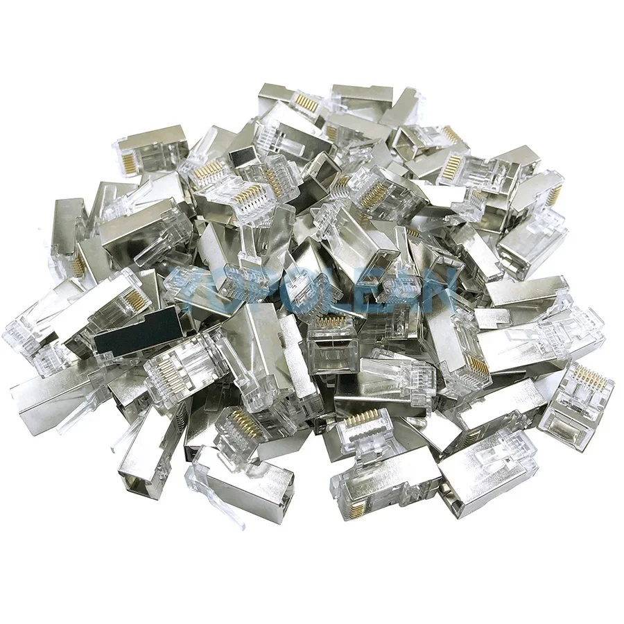 엔드 패스 네트워크 커넥터 어댑터, RJ45 차폐 플러그 Cat5 Cat 5E Cat6 Cat 6, 50PCs/로트