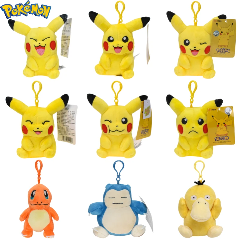 Kawaii Pokemon Pikachu Charmander Psyduck Plush Toys Keychain Cute Anime Snorlax Stuffed Animals Peluche Pendants Dolls Gifts