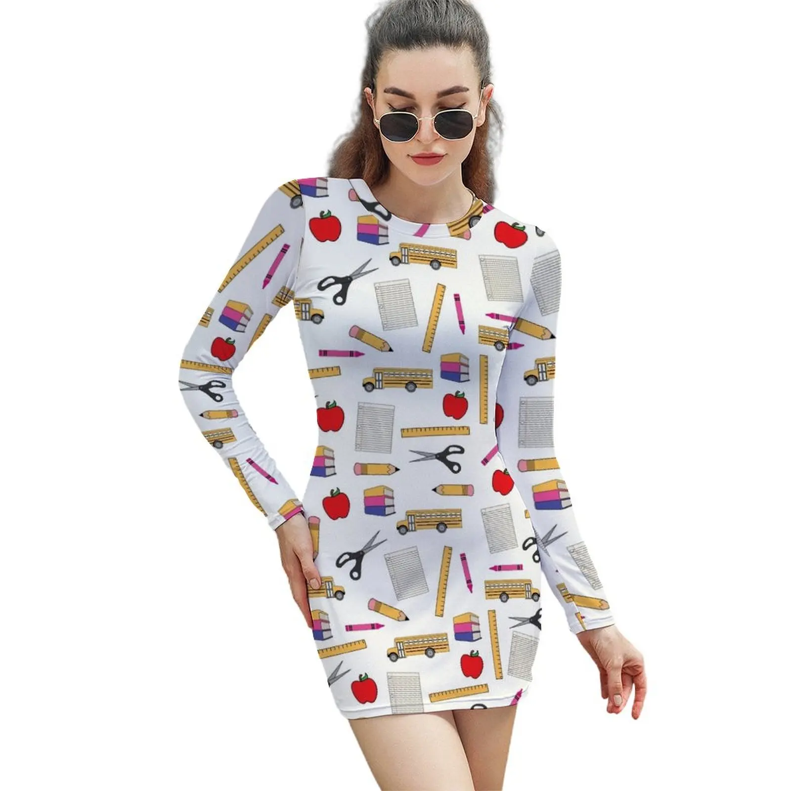 

Женское платье-футляр с длинным рукавом и рукавом 2024