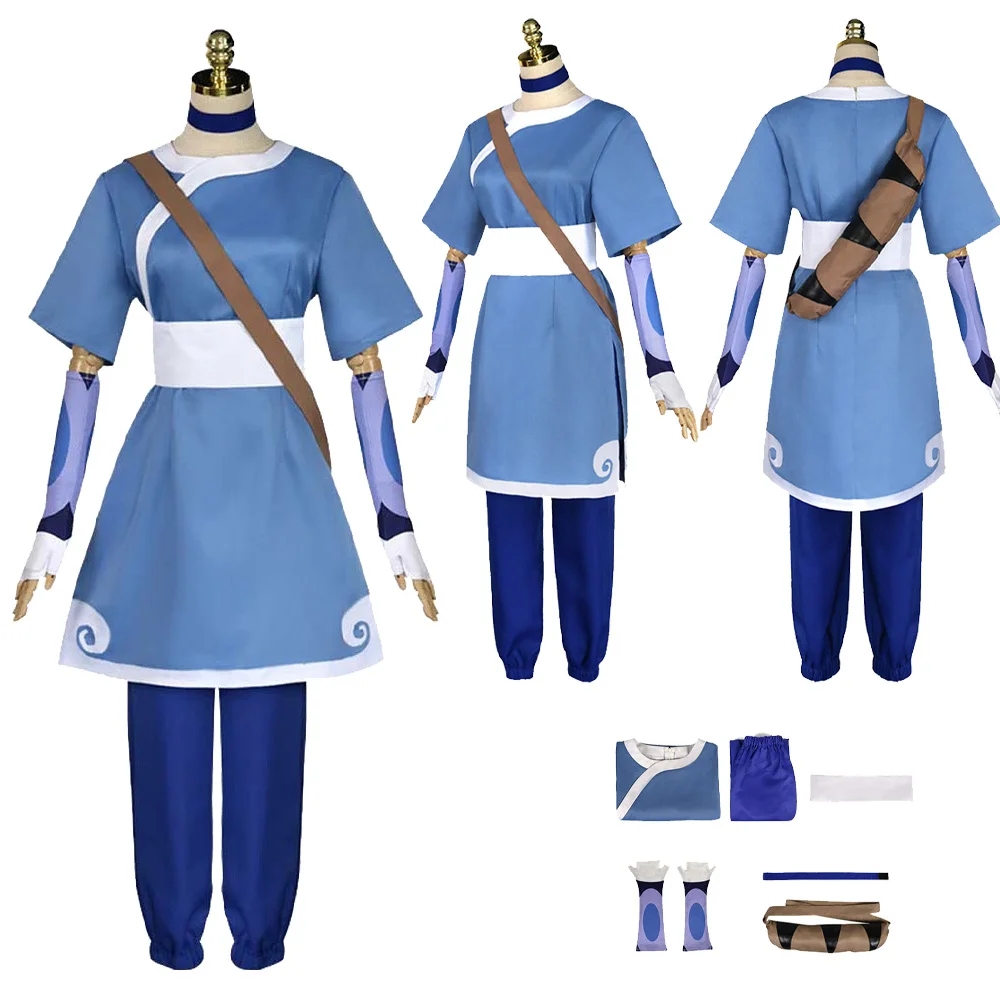 

Movie Avatar Cosplay Katara Costume Top Pants Fantasy Clothes for Adult Outfits Halloween Carnival Party Suit