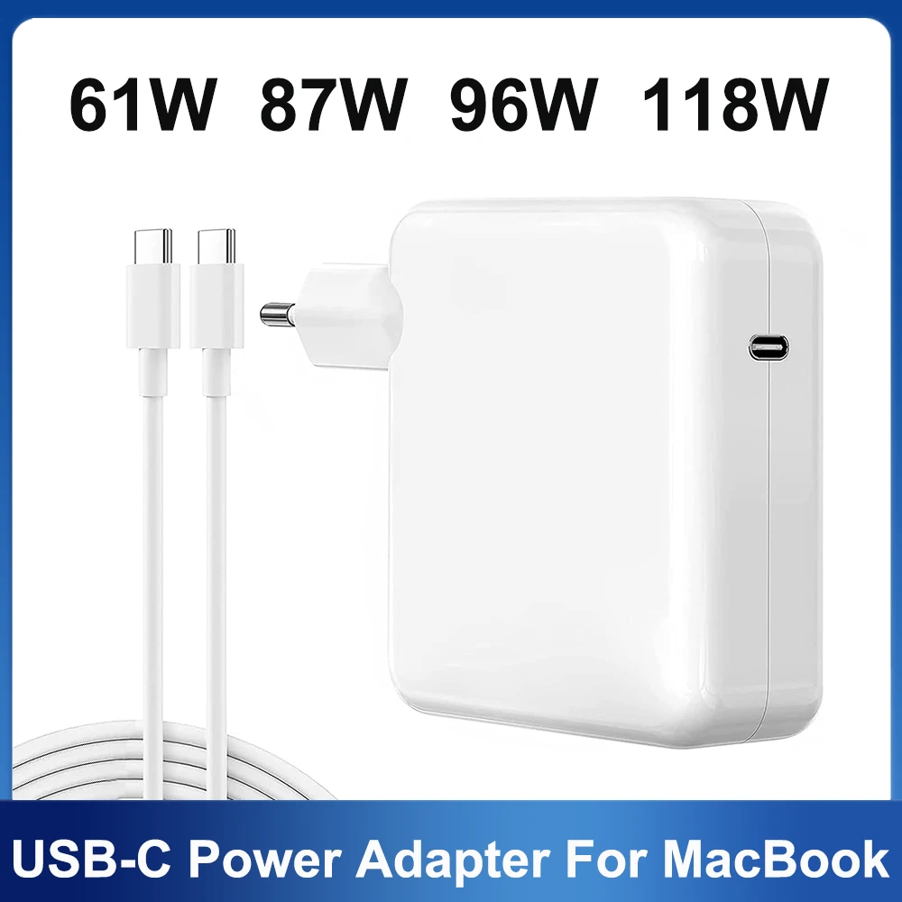 61W 87W 96W 118W USB-C 노트북 전원 어댑터 Type-C PD 충전기 Macbook 13 15인치 A1706 A1707 A1708 A1534 A1719 A214 iPad Pro