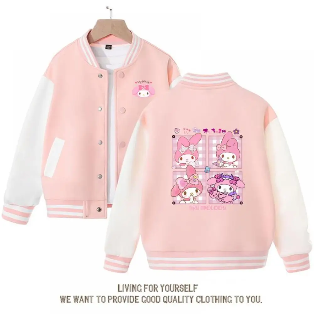 

Kawaii Sanrio Anime My Melody Cute Cartoon Jacket Spring Autumn New Children's Loose Sport Baseball Uniform Girl Birthday Gift