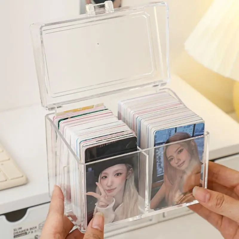

Acrylic Transparent Photocard Holder Flip Box Large Capacity Storage Box Kpop Idols Postcard Holder Storage Case Organizer