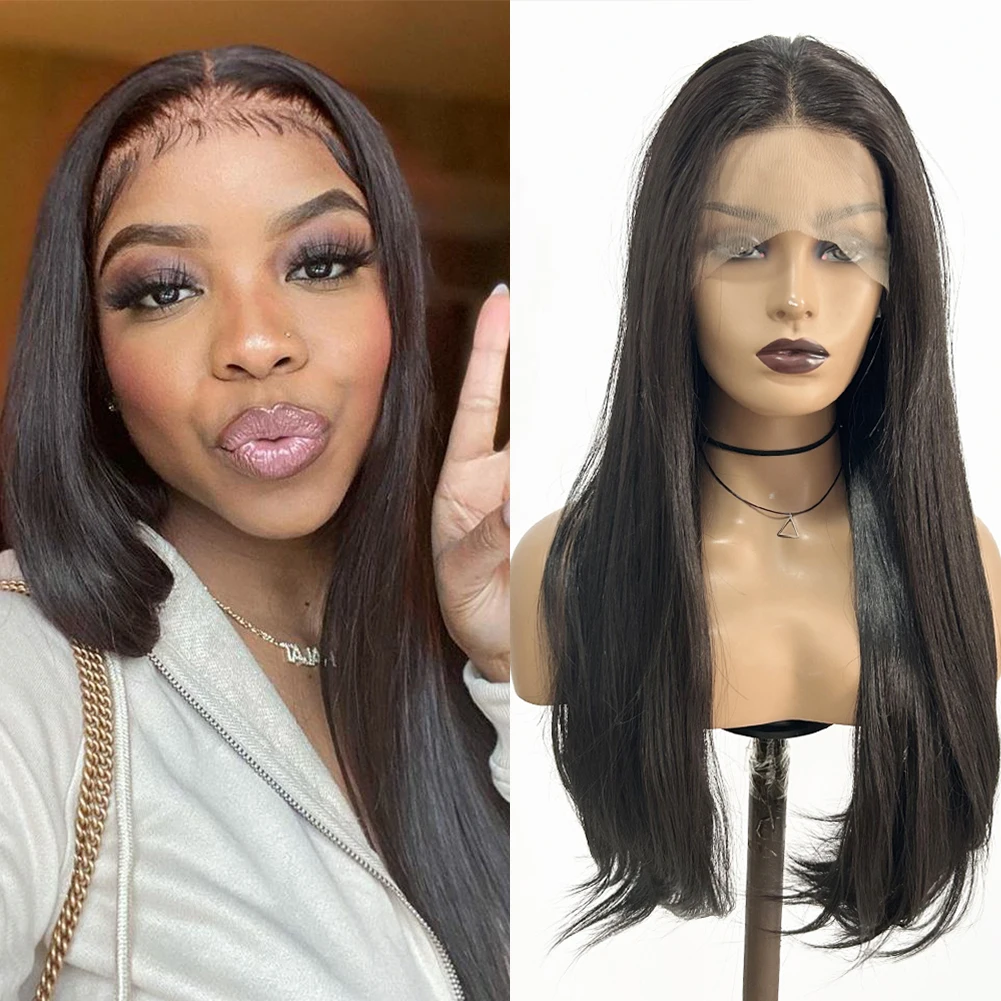 AIMEYA Dark Brown Frontal Wig Lace Front Natural Wave Lace Wigs Synthetic Front Wigs Synthetic Hair For Women Cosplay lace front wig lace wig