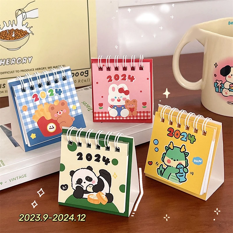

2024 Kawaii Desk Calendar Cartoon Cute Animal Mini Desktop Note Coil Calendar Daily Agenda Planner Desktop Notepad Calendar
