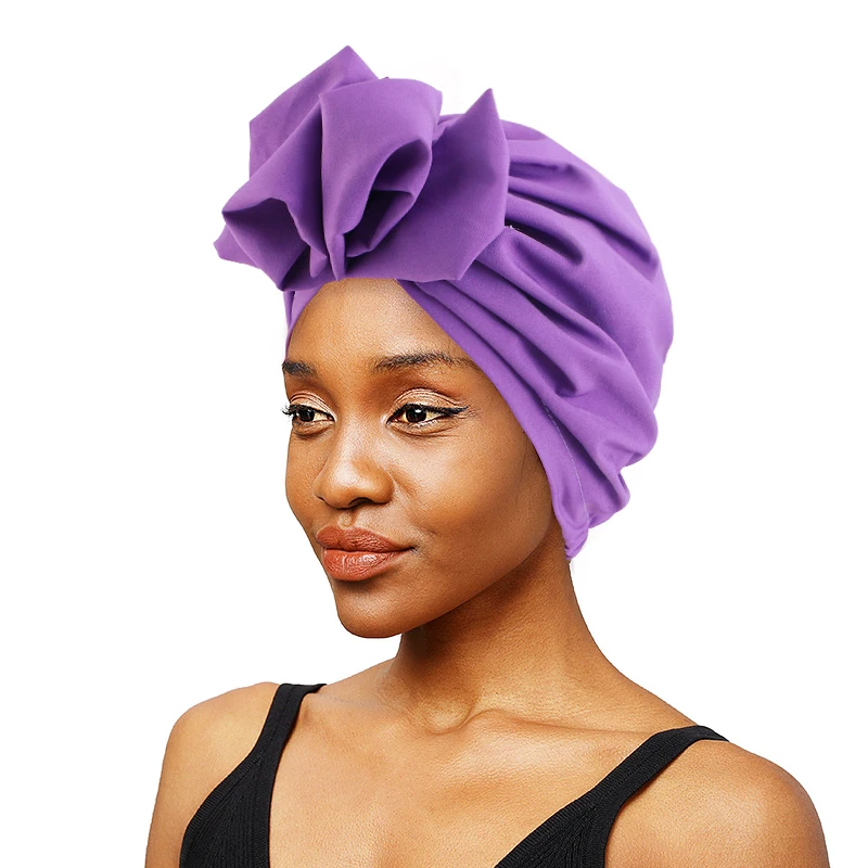 Women's Hijabs Turban African Head Wraps Large Bow Head Scarf Muslim Women Scarf Elegant Retro Flower Head Cap Muslim Headpiece 7 colors women high quality gradient viscose scarf plain ombre shawls and wraps pashmina stole bufandas muslim sjaal 210 50cm