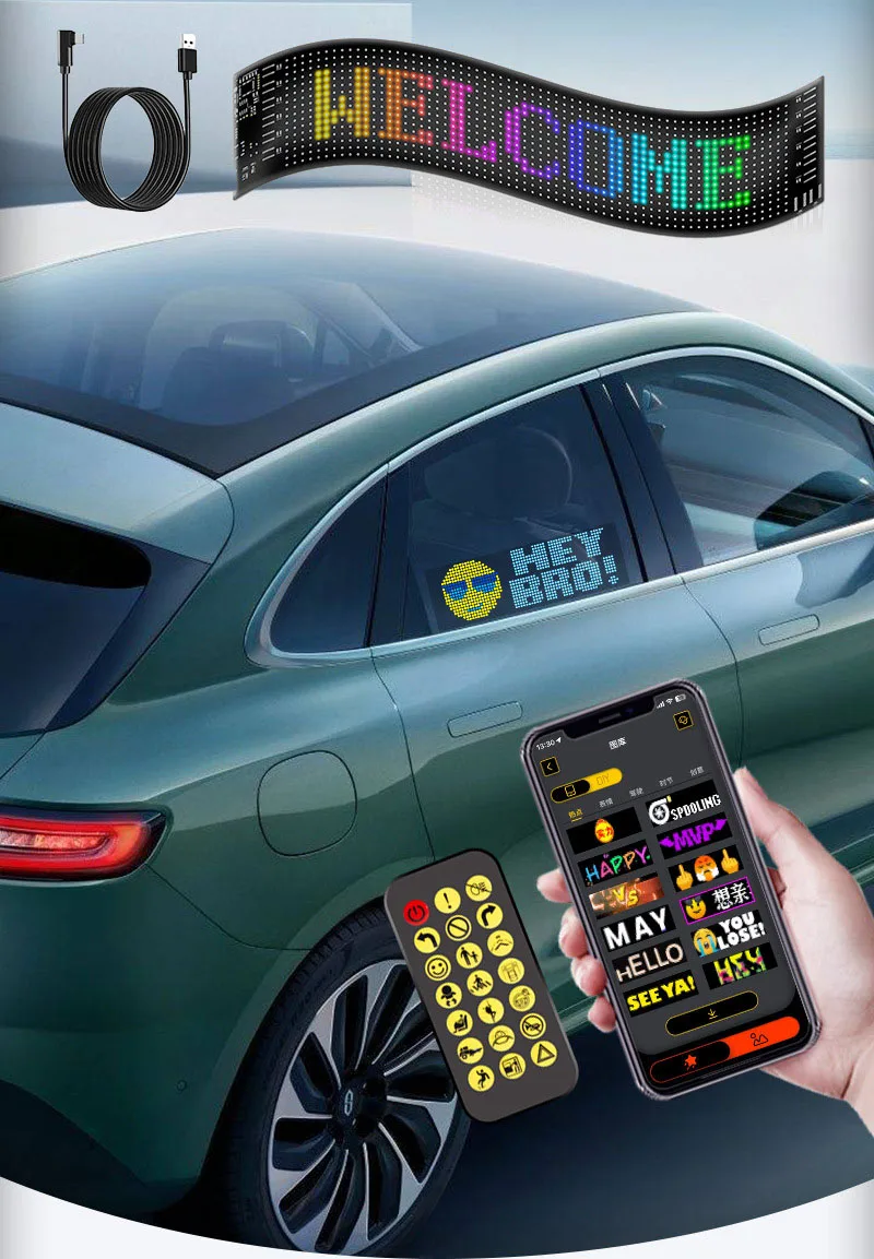 Description Picture 2 of itemUltra Thin And Flexible Usb Car Diy Pixel Screen, Automotive Electronic Led Car Sticker Mobile Billboard