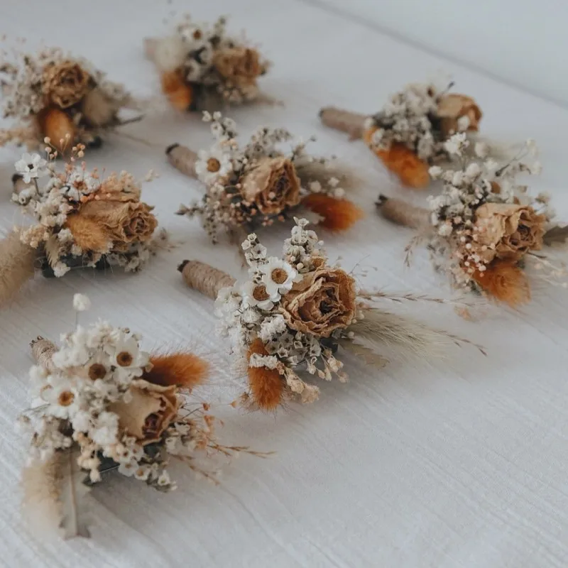 Fiori Secchi Erba Velo 20 Pezzi - Bouquet Naturale 8-15cm Per Decorazioni Casa, Matrimoni E Fai Da Te