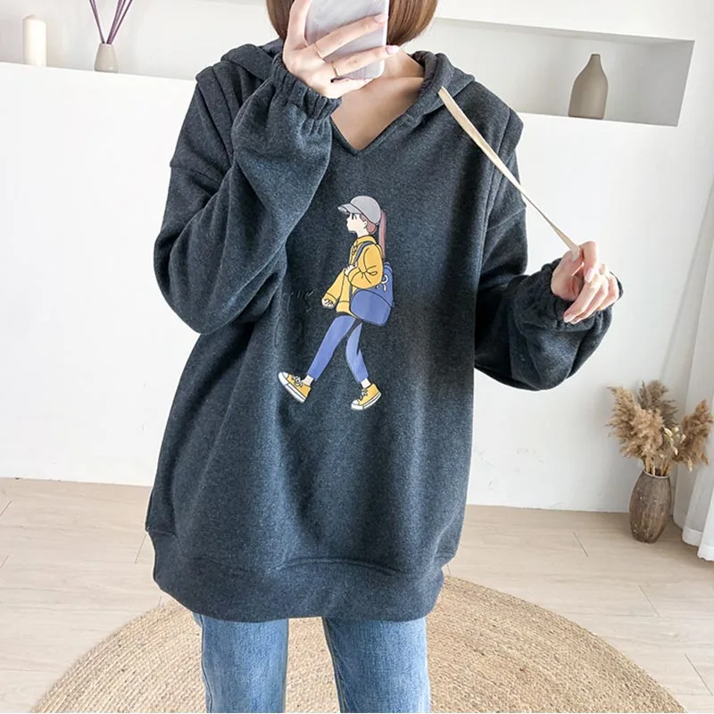Maternity Breastfeeding Clothes Sweatshirt Embroidery For Nursing Mothers Hoodies Pregnancy Clothes Winter Maternity breastfeeding pregnant top