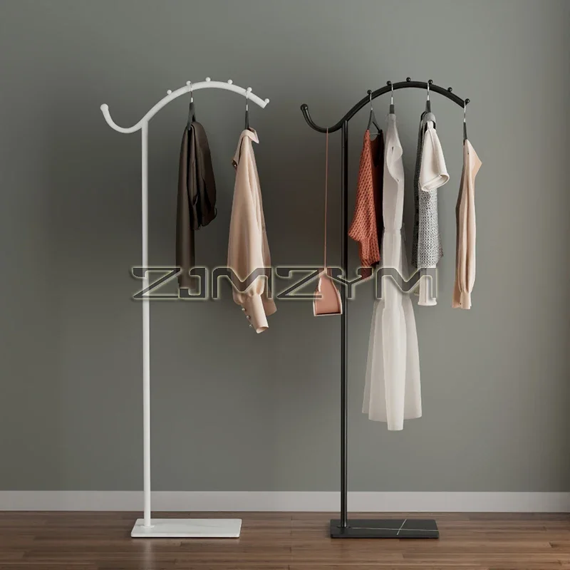 Metal Coat Rack Standing Floor Coat Hanger Living Room Tree Clothes Storage Rack Hat Handbag Storage Shelf
