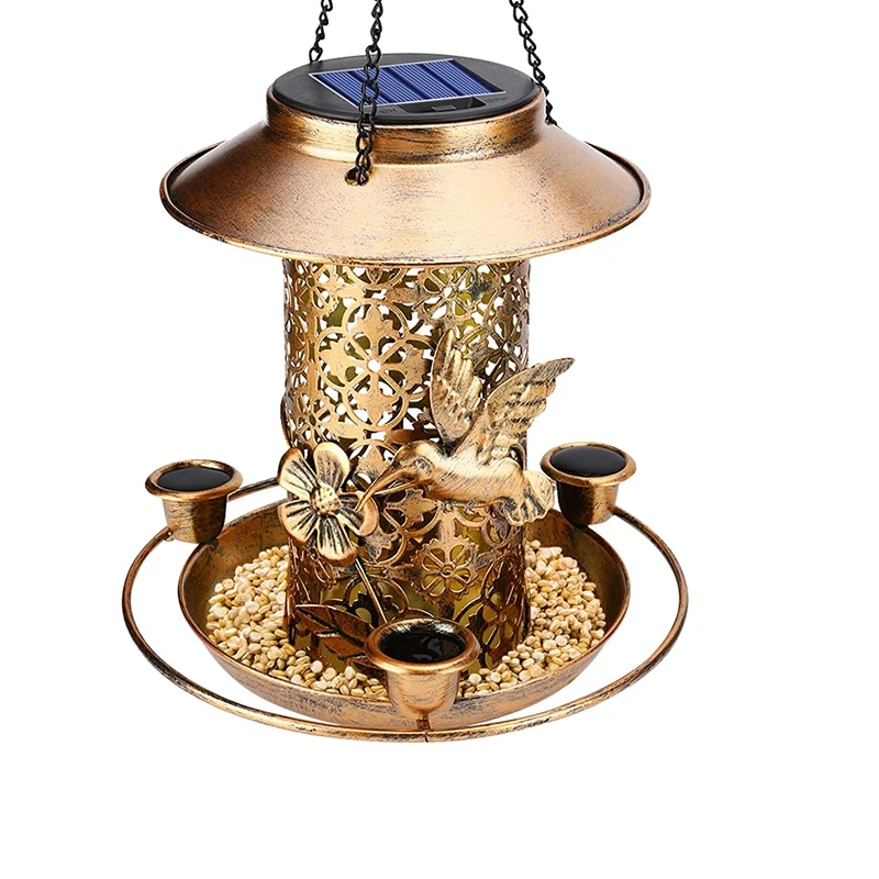 

Solar Bird Feeder For Outdoors Lights - Hanging Wild Birdfeeder For Outside House Retro Garden