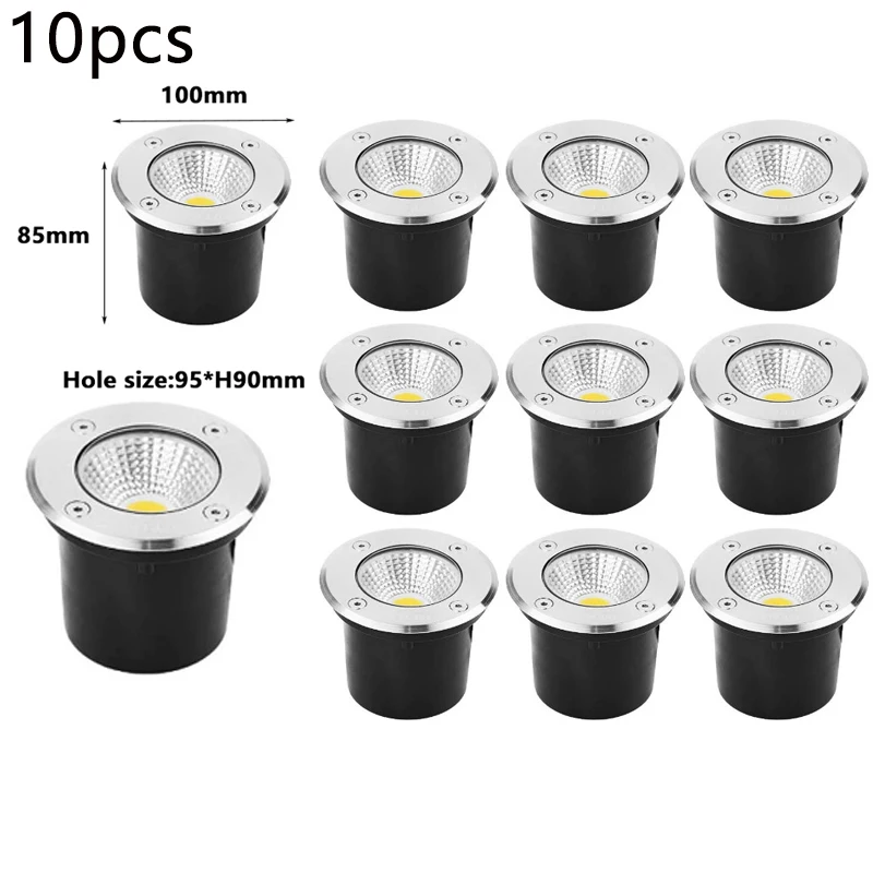 LED Underground Light 5W 10W 12W Buried Garden Path Spot Recessed 10PCS Pack AC220V110V24V IP68 Waterproof