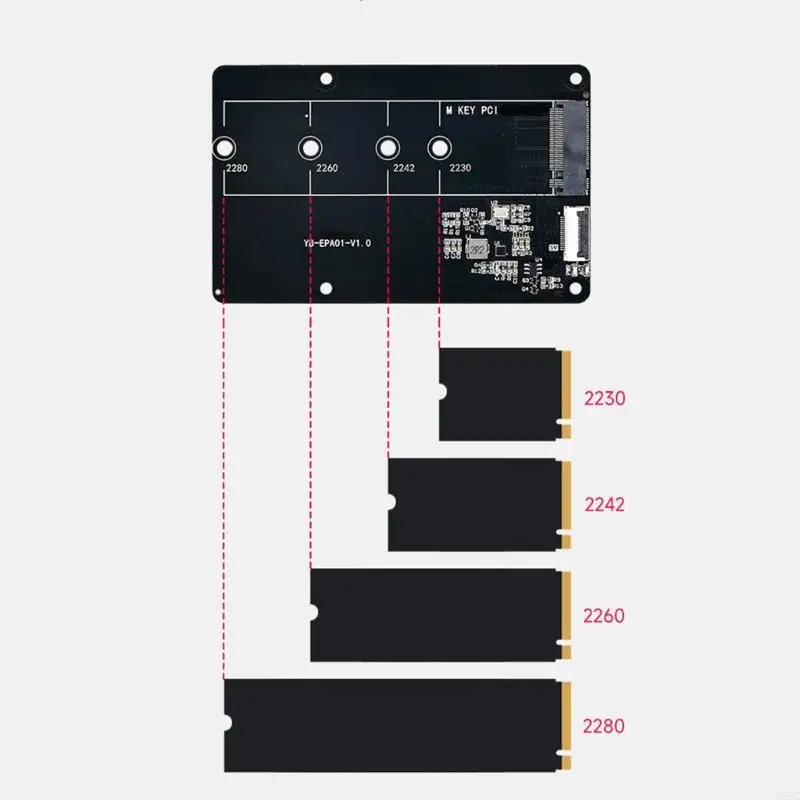 U55C PCIe to M.2 NVME Adapter Expansion Card FPC Cable for RPi 5 Supports NVMe 2230/2242/2260/2280 Solid Disk Expansion
