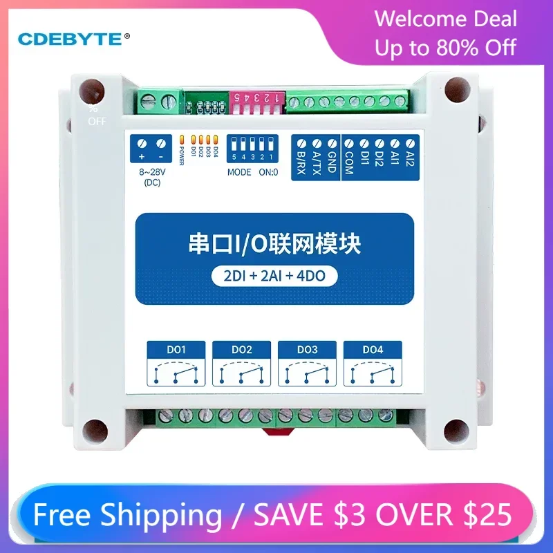 qdy30a rs485 output dc12 24v water level sensor transmitter 10m 15m 20m cable customized MA01-AACX2240 IOT RS485 ModBus RTU I/O Network Modules with Serial Port 4 Switch Output 2DI+2AI+4DO Stability Watchdog for PLC