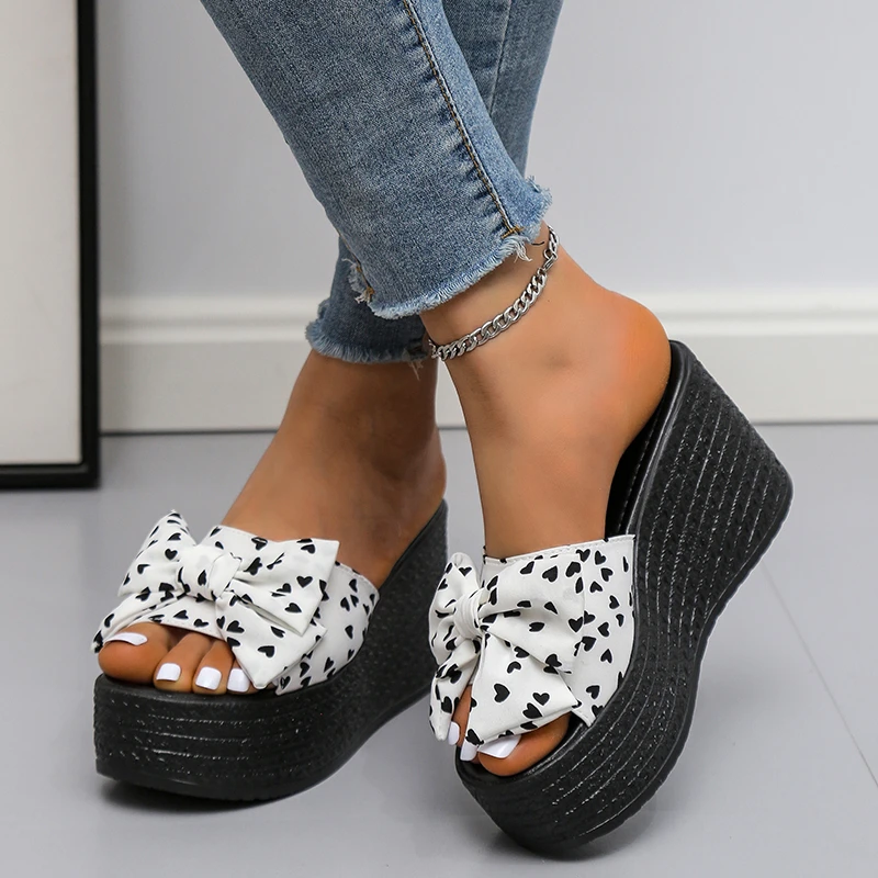 

Women's Slippers Wedge Slippers 2022 Summer Fashion Bow Roman Open Toe Platform Sandals Women's Party Bow Zapatos Para Mujer