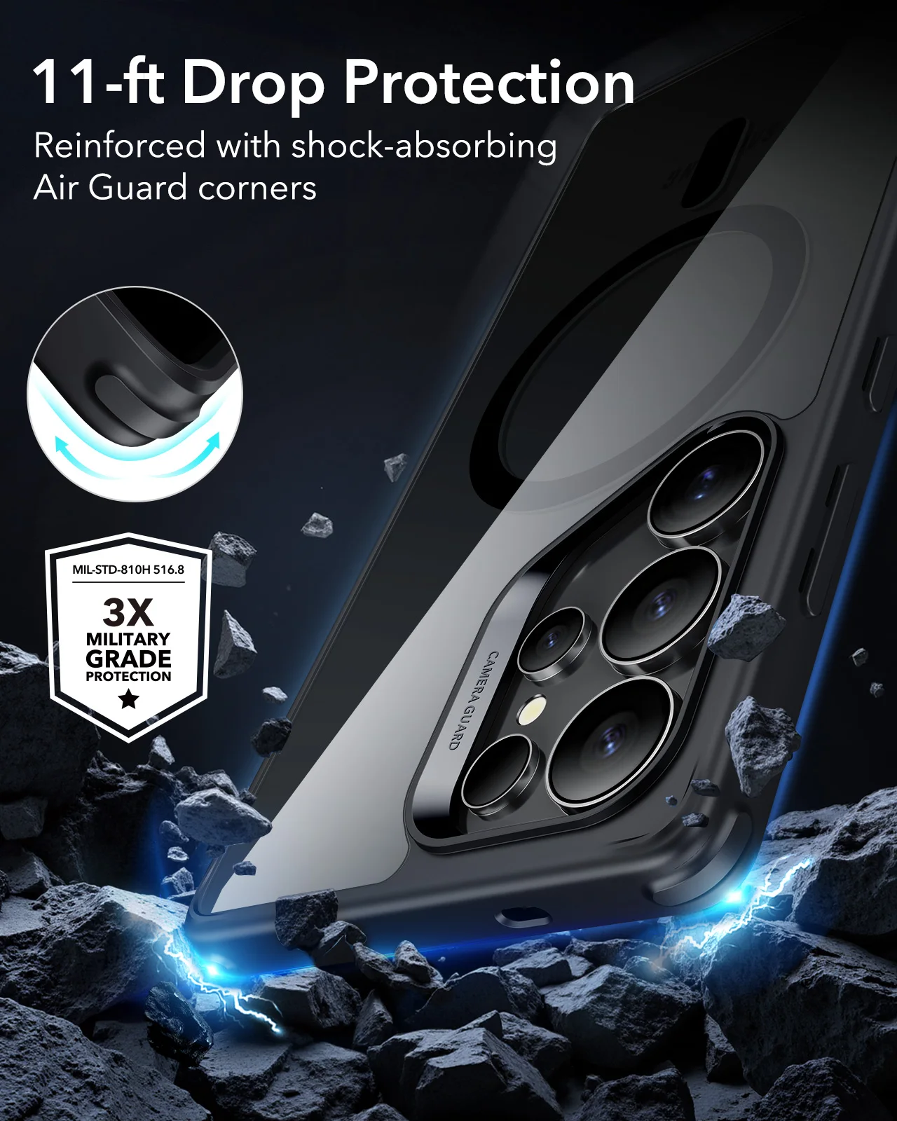 Magnetic Military-Grade Protective Back Cover Case