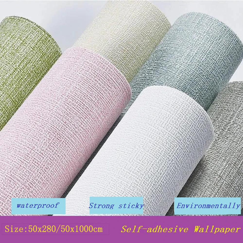 3DThickenselfadhesivethermalinsulationwallpaperlinenplaincolor