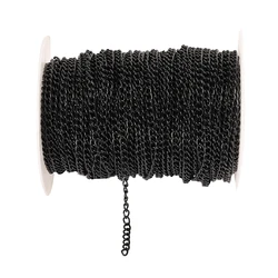 2 Meter Flat Extension Thin Metal Chain for Jewelry Making and DIY Accessories (Black)