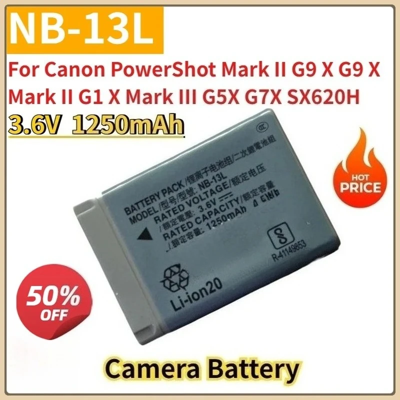 New Replacement Camera Battery 1250mAh NB-13L for Canon