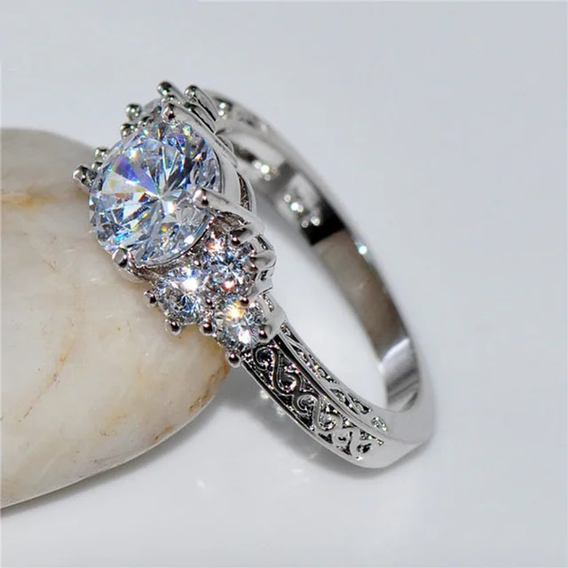 Silver Zircon Engagement Ring for Women – Bridal & Anniversary Jewelry - Image 4
