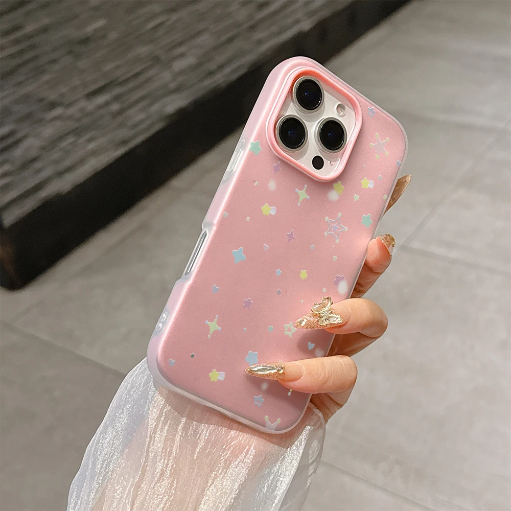 Cute Colorful Star Clear 2-in-1 Phone Case Cover