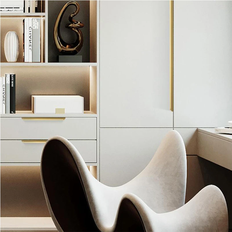 Wardrobe Door Handle Aluminum Alloy Non Perforated Circular Arc Invisible Long Handle Cabinet Edge Sealing Hidden Handle furniture handles kitchen door handles