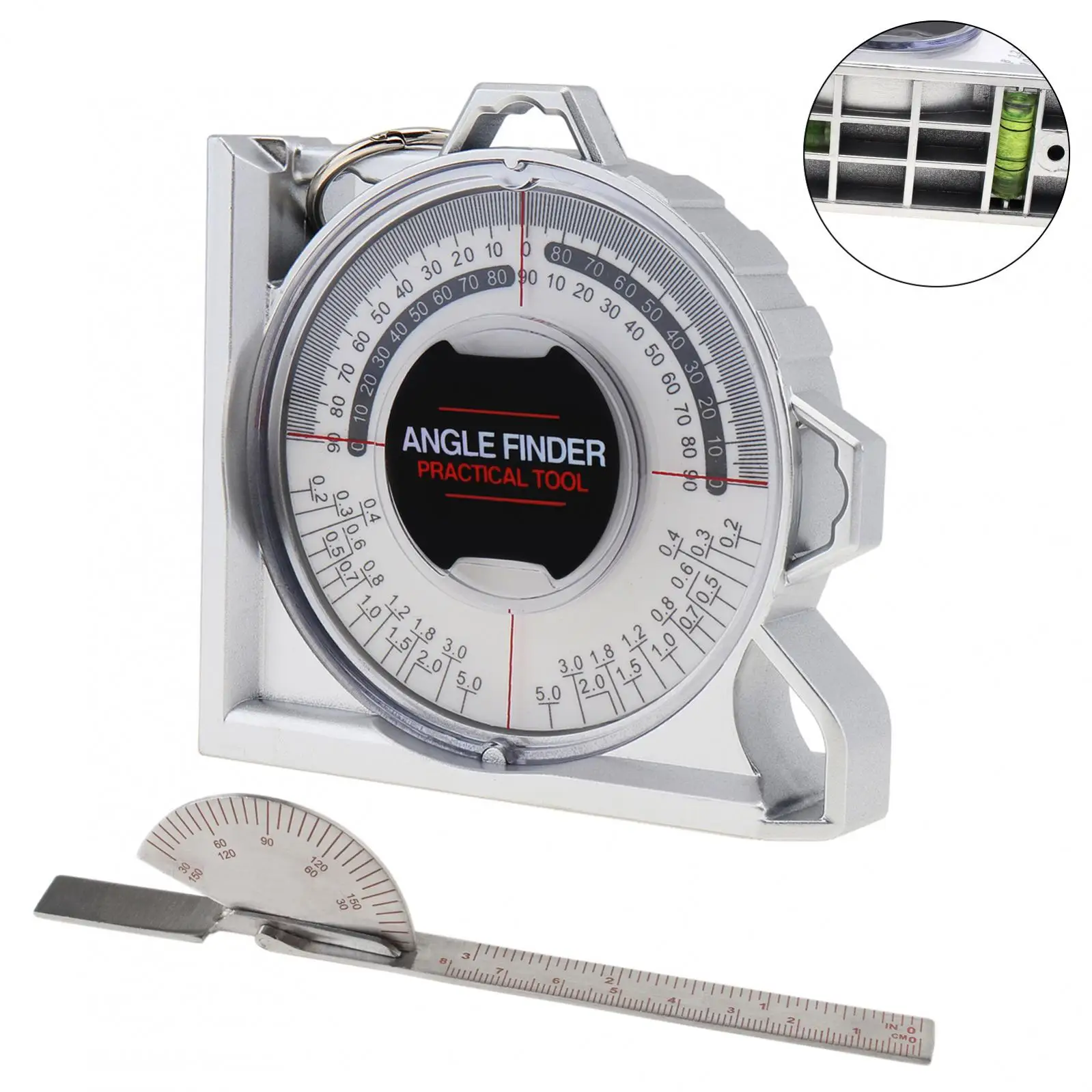 Dial Angle Finder Protractor Inclinometer Level Magnetism 0-180 Degree Angle Gauge Woodworking Measuring Tool Slope Scale  Level