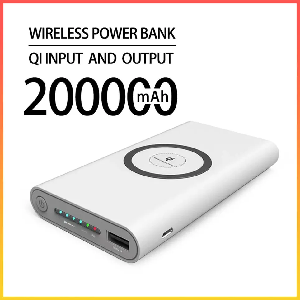 

Power Bank 200000mAh Wireless Two-way Fast Charging Powerbank Portable High Capacity External Battery Charger For iPhone 14 13