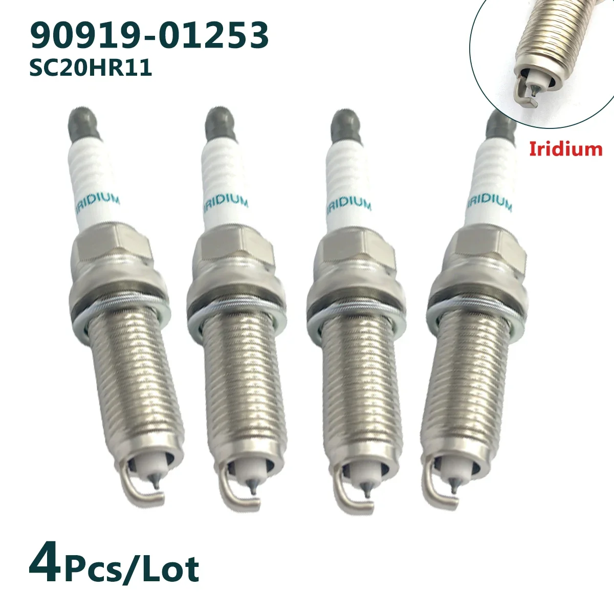 

4pcs/lot 90919-01253 Iridium Spark Plug for TOYOTA Corolla PRIUS Rav4 9091901253 SC20HR11 Candle Replace Iridium Spark Plug