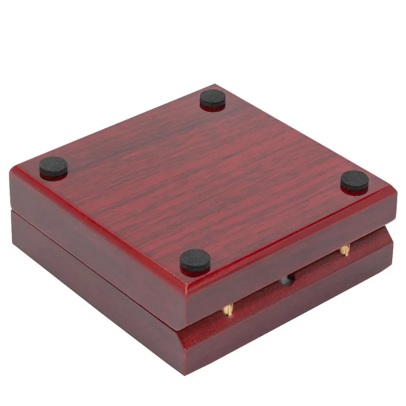 Red Wooden Wedding Ring Pendant Jewelry Box with LED Light Small Trinket Jewellery Gift Storage Display Case