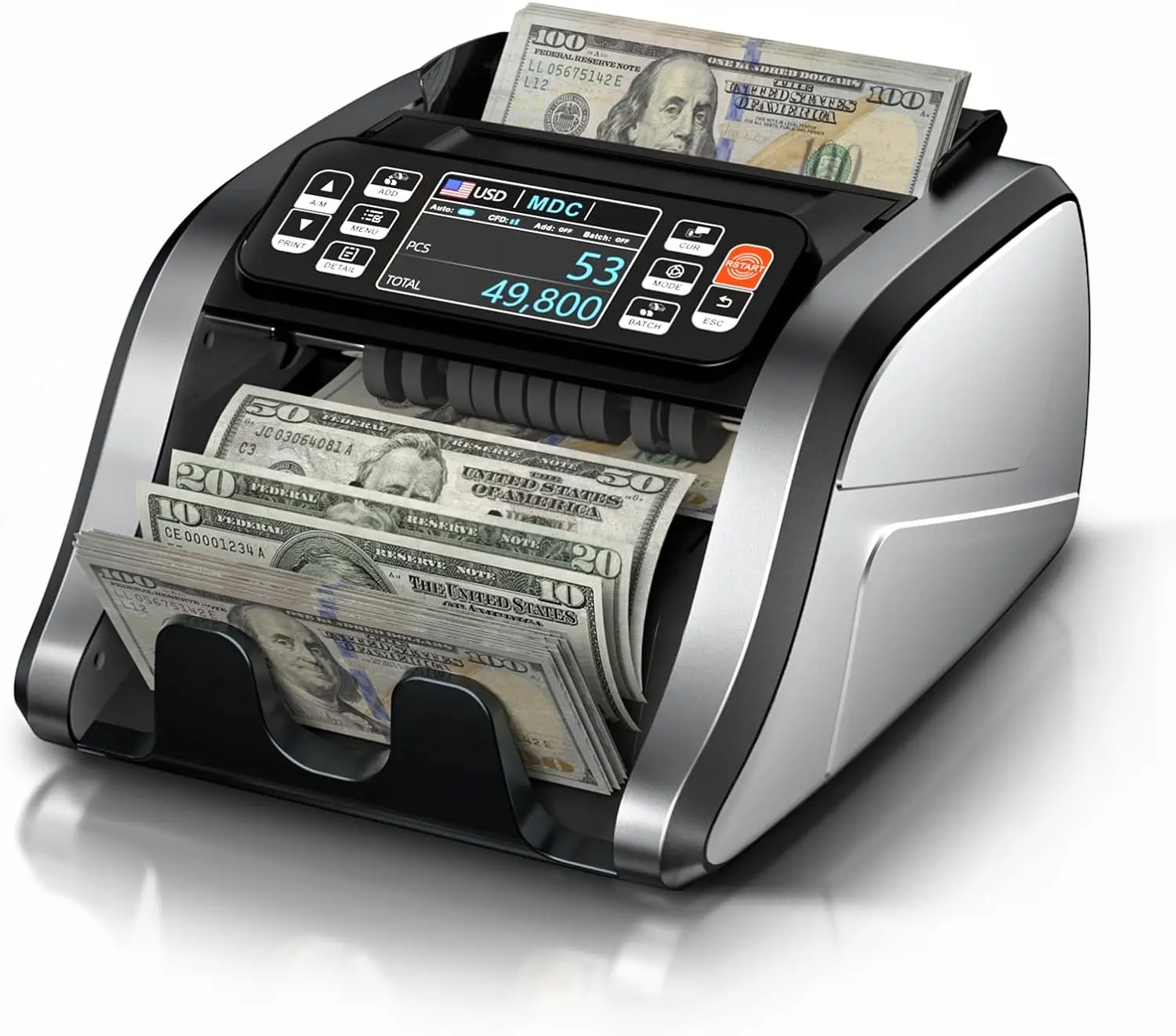 

Aneken N60 Mixed Denomination Money Counter Machine, Value Counting, UV/MG/IR/DD Counterfeit Detection