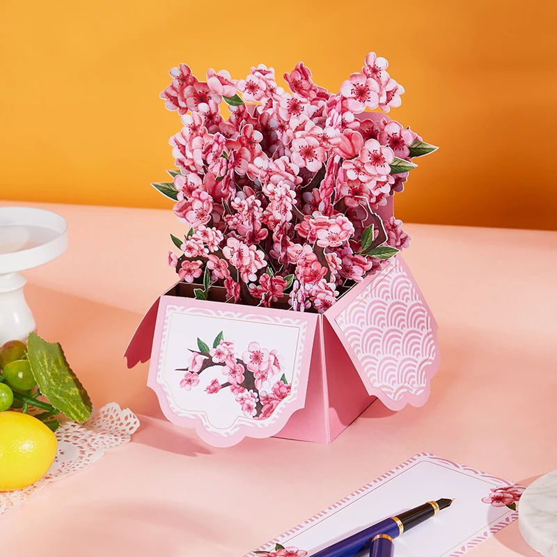 Butterflies Flower Pop Up Cards Paper Flower Bouquet Card Box 3D Popup Greeting Cards Valentine's Day Mother's Day