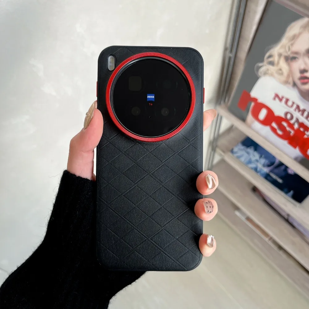 Premium Faux Leather Shockproof Phone Case with Metal Ring and Large Cutout Design