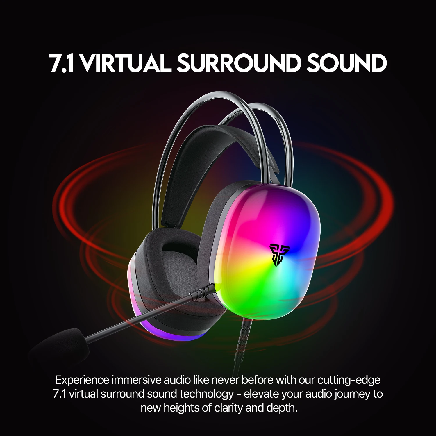 FANTECH AURORA HG29 Kabelgebundenes Headset mit 7.1 virtuellem Surround-Sound, Soft-RGB-Beleuchtung, 50-mm-Treibern, Mikrofon für PC_voghion.com
