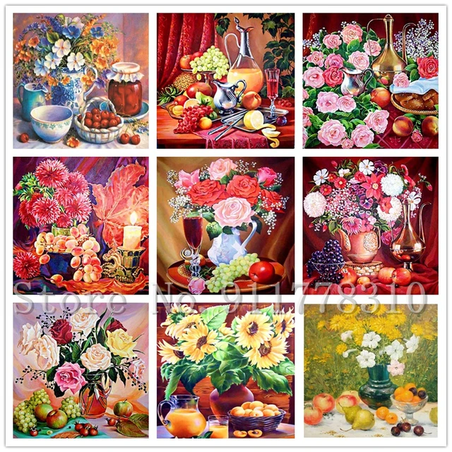 Flowers Diy 5d Diamond Painting Kits Full Square/round Drill Mosaic  Rhinestone - Diamond Painting Cross Stitch - Aliexpress