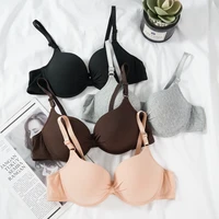 Soutien-gorge Push Up Sexy pour femmes, pour rassembler des petits seins, décolleté en V profond, à armatures, solide, dos nu, sous-vêtements intimes, rembourré 2