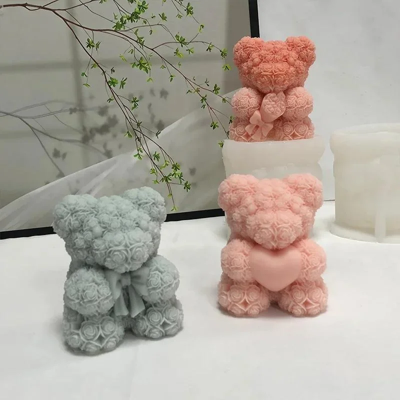 Candle Mold 3D Bear Hug Love Silicone Candle Mold Diy Cute Bear Pet Candle Making Supplies Handmade Soap Plaster Resin Mold Home Decor Gift silicone mold,silicone candle mold,silicone candle molds,candle mold