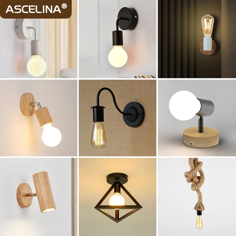 Simple Wall Lamp Iron E27 Indoor Decor Ceiling Lights Bedroom Bedside Entryway Hallway Aisle Stair Home LED Decoration Luminaire