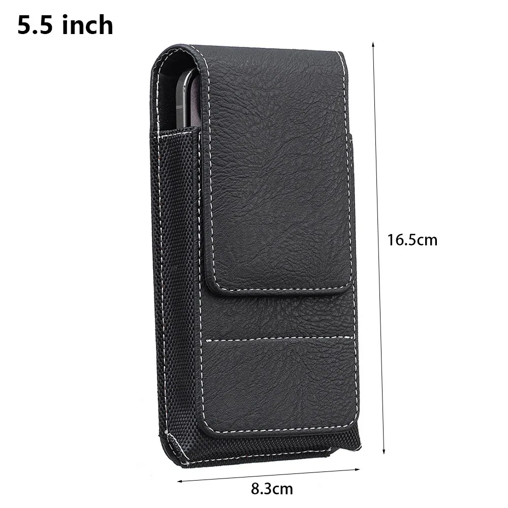 Premium PU Leather Universal Phone Waist Pack for 5-7 Inch Smartphones - Outdoor Camping Belt Clip Case