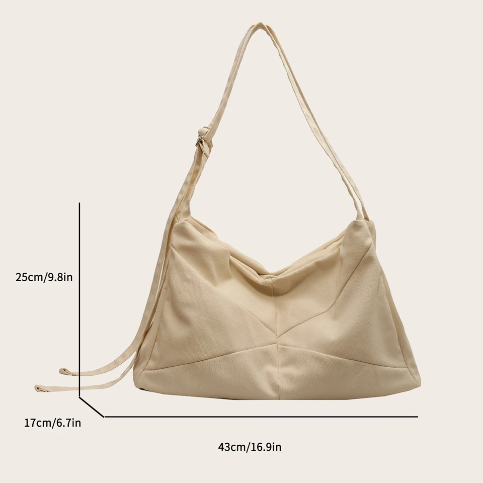 Large Canvas Women's Bag Solid Eco Bag Korean Shoulder Bag Female Shopping Messenger Bag Y2K Handbag Student Satchel Unisex Sac