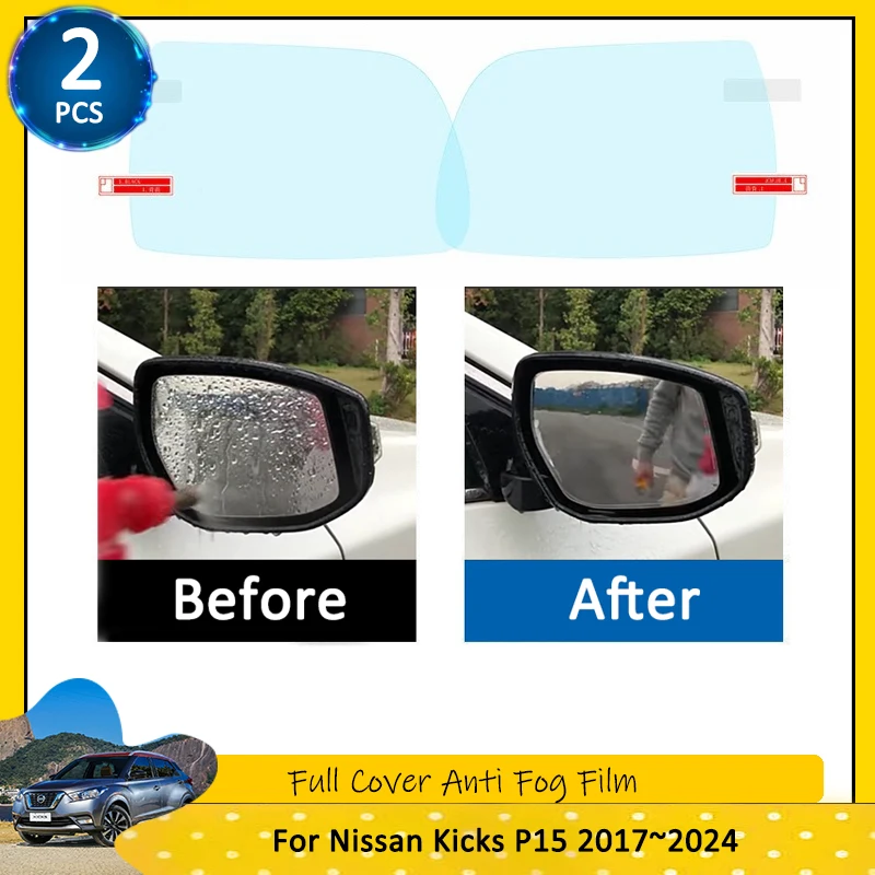 

For Nissan Kicks P15 2017~2024 Full Cover Anti Fog Rainproof Film Rearview Mirror Car Stickers Films Accessories 2017 2018 2019