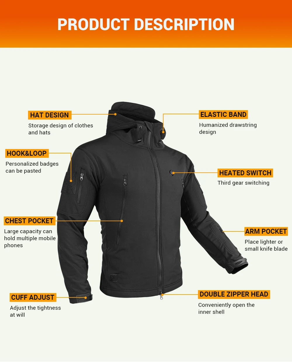 The Smart Heated Jacket with ultra-thin heating panels.