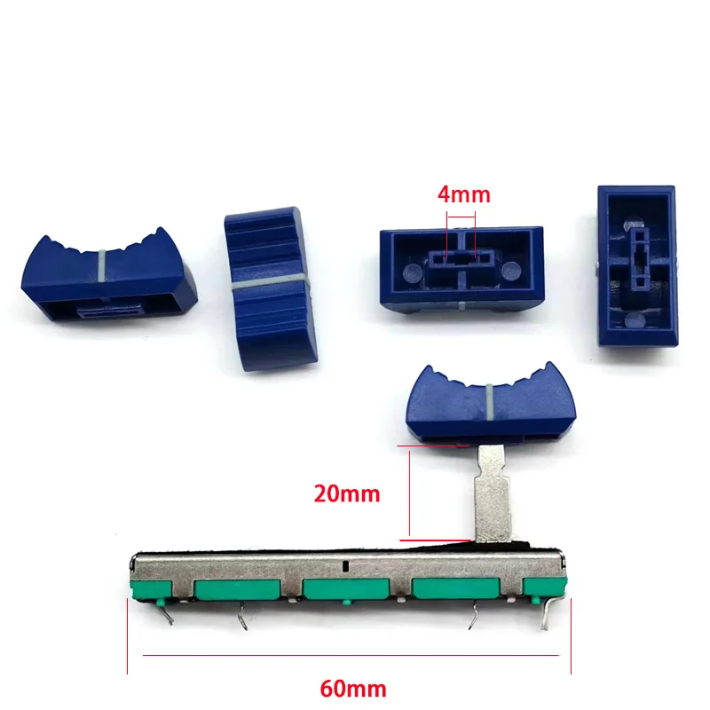 2 Pezzi Adatto Per Akai Yajia Mixing Console B10K B103 Potenziometro Scorrevole Pusher 60Mm Pioneer Pusher Blue Hat