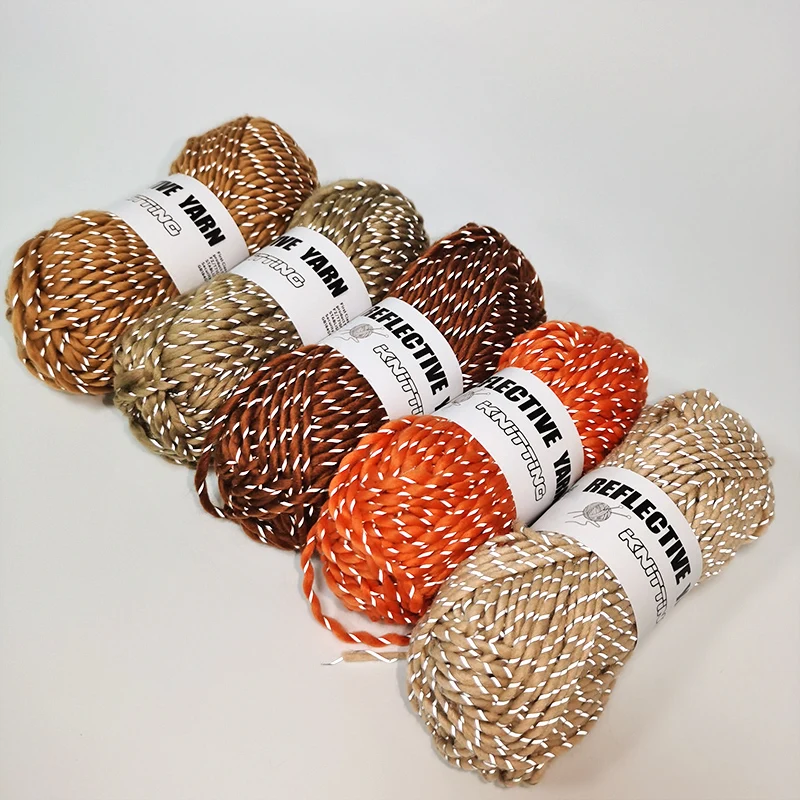 50m/Roll 4mm Reflective Yarns Hand Knitting Sweater Hat Scarf Knitted  Crochet Thread DIY Crafts