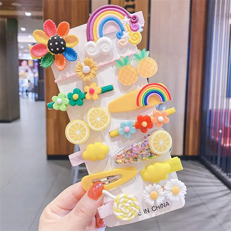 

14Pcs Cartoon Baby Hair Clip Set Flower Fruit Baby Girl Barrettes Bangs Hairpins Kids Hair Accessories